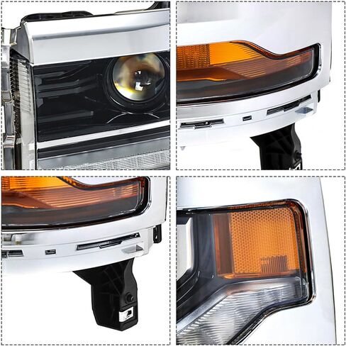 مجموعة المصابيح الأمامية Labwork، بديل متوافق لـ 2016-2019 Chevy Silverado 1500 [HID/Xenon Model] مصباح أمامي لجهاز العرض DRL لغطاء الكروم من جانب الركاب in Kuwait