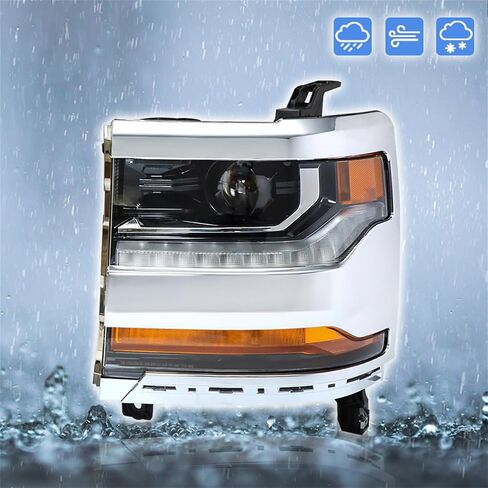 مجموعة المصابيح الأمامية Labwork، بديل متوافق لـ 2016-2019 Chevy Silverado 1500 [HID/Xenon Model] مصباح أمامي لجهاز العرض DRL لغطاء الكروم من جانب الركاب in Kuwait