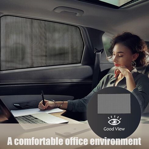 قطعتان من مظلة نافذة السيارة الجانبية، مظلة نافذة جانبية شبكية قابلة للحمل، مع حماية مغناطيسية من الشمس وحماية من الأشعة فوق البنفسجية، ظلال نافذة السيارة، للنوافذ الجانبية للمقعد الخلفي للسيارة in Kuwait