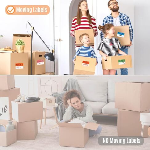 ملصقات صناديق متحركة منزلية قابلة للإزالة، ملصقات منزلية متحركة، 240 قطعة من علامات الغرفة ملصقات صناديق متحركة 2 × 3 بوصة ملصقات صناديق التعبئة الملونة للغرفة ملصقات هشة in Kuwait