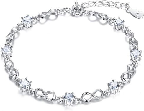 EleQueen Women's Infinity Symbol Tennis Bracelet 925 Sterling Silver Round Cubic Zirconia Bridal Jewelry, 6.3"+1.5" Extender, Valentine's Day/Mother's Day/Christmas Jewelry Gift for Wife/Mom in Saudi Arabia