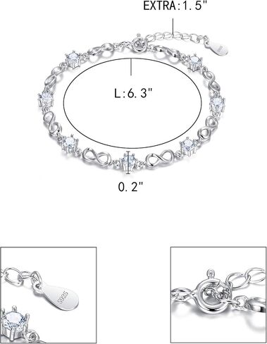 EleQueen Women's Infinity Symbol Tennis Bracelet 925 Sterling Silver Round Cubic Zirconia Bridal Jewelry, 6.3"+1.5" Extender, Valentine's Day/Mother's Day/Christmas Jewelry Gift for Wife/Mom in Saudi Arabia