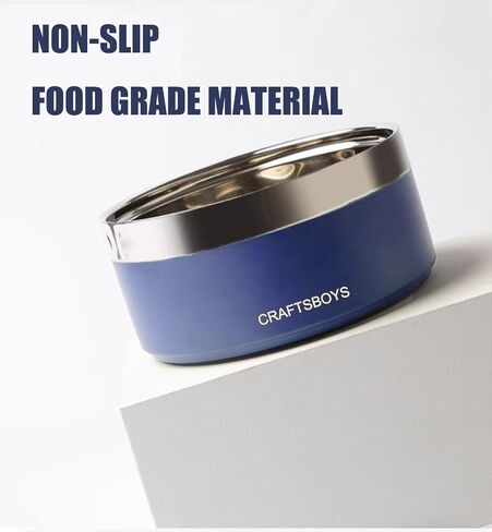 Dog Bowl, Dog Food Water Bowl with Non-Slip Rubber Base, Stainless Steel Dog Bowls, Double Wall Dog Bowl Small Medium Large Dogs, 48oz, Pack of 2 (Blue) in Kuwait