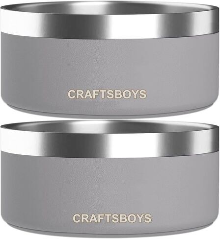 Dog Bowl, Dog Food Water Bowl with Non-Slip Rubber Base, Stainless Steel Dog Bowls, Double Wall Dog Bowl Small Medium Large Dogs, 48oz, Pack of 2 (Blue) in Kuwait