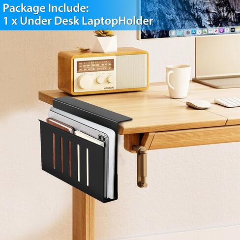 Under Desk Storage-No Drill Hanging Desk Side Storage, Metal Side Desk Storage Laptop Holder with Anti-Scratch Pad, and File Desk Organizer Drawers Suitable for Office and Home Space in Saudi Arabia
