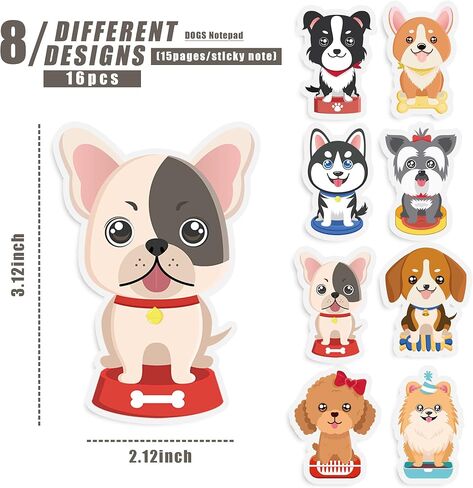 16 Pads Dog Sticky Notes Cute Puppy Party Favors Note Pads Self-Stick Cartoon Sticky Note Pad Dog Theme Post It Notes for Dog Theme Party School Office Home Notebook Supplies (Dog) in Saudi Arabia