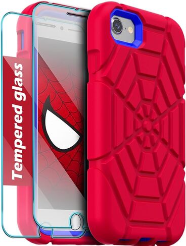 Grifobes for iPhone SE 2022/2020 Case, for iPhone 8/7 / 6 / 6S with [2Pack] Tempered Glass Screen Protector, Heavy Duty Shockproof Protective iPhone SE 3rd/2nd Generation Cover 4.7" for Kids Boys in Saudi Arabia