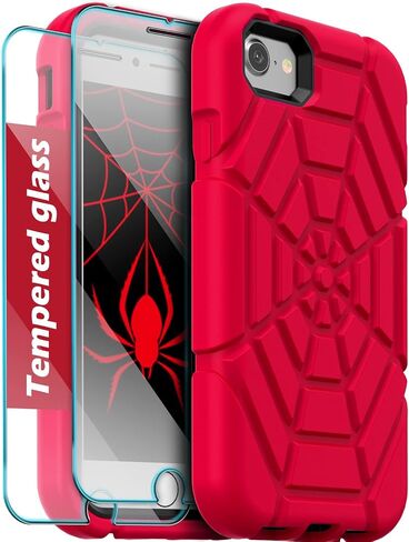 Grifobes for iPhone SE 2022/2020 Case, for iPhone 8/7 / 6 / 6S with [2Pack] Tempered Glass Screen Protector, Heavy Duty Shockproof Protective iPhone SE 3rd/2nd Generation Cover 4.7" for Kids Boys in Saudi Arabia