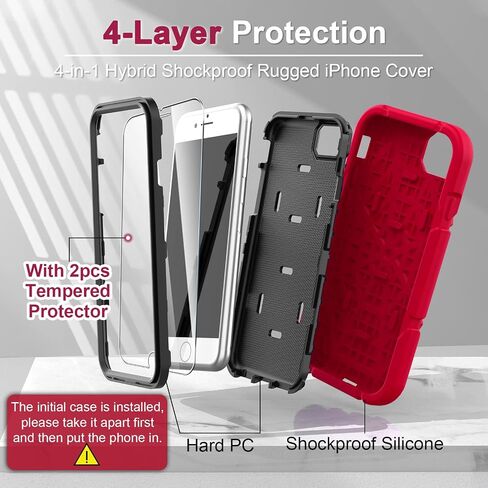 Grifobes for iPhone SE 2022/2020 Case, for iPhone 8/7 / 6 / 6S with [2Pack] Tempered Glass Screen Protector, Heavy Duty Shockproof Protective iPhone SE 3rd/2nd Generation Cover 4.7" for Kids Boys in Saudi Arabia