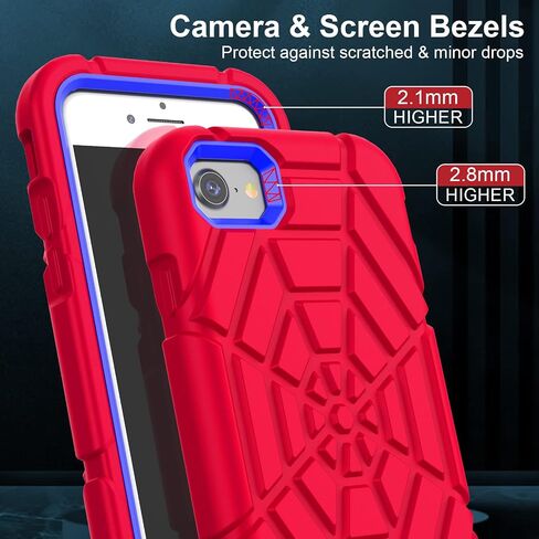 Grifobes for iPhone SE 2022/2020 Case, for iPhone 8/7 / 6 / 6S with [2Pack] Tempered Glass Screen Protector, Heavy Duty Shockproof Protective iPhone SE 3rd/2nd Generation Cover 4.7" for Kids Boys in Saudi Arabia
