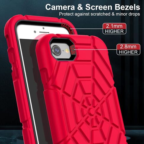 Grifobes for iPhone SE 2022/2020 Case, for iPhone 8/7 / 6 / 6S with [2Pack] Tempered Glass Screen Protector, Heavy Duty Shockproof Protective iPhone SE 3rd/2nd Generation Cover 4.7" for Kids Boys in Saudi Arabia