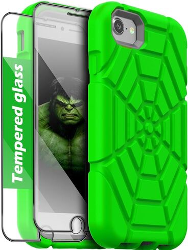 Grifobes for iPhone SE 2022/2020 Case, for iPhone 8/7 / 6 / 6S with [2Pack] Tempered Glass Screen Protector, Heavy Duty Shockproof Protective iPhone SE 3rd/2nd Generation Cover 4.7" for Kids Boys in Saudi Arabia