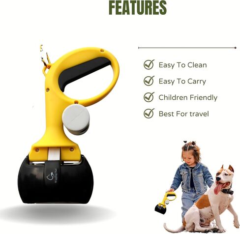 Wiggling Tail Pet Pooper Scooper for Dogs and Cats, Dog Pooper Scooper, Kid-Friendly Pooper Scooper, Portable Poop Scooper, Dog Pooper Scooper with Bag Attachment (5 Rolls Trash Bags) in Saudi Arabia