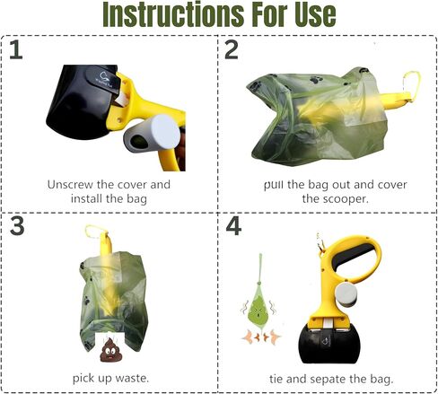 Wiggling Tail Pet Pooper Scooper for Dogs and Cats, Dog Pooper Scooper, Kid-Friendly Pooper Scooper, Portable Poop Scooper, Dog Pooper Scooper with Bag Attachment (5 Rolls Trash Bags) in Saudi Arabia