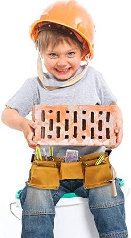 Children's Leather Tool Belt, Messar Kids Leather Working Tool Belt Child's Tool Apron Pouch Bag for Youth Costumes Dress Up Construction Role Play (yellow) in Kuwait
