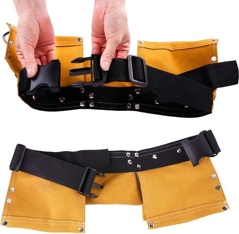 Children's Leather Tool Belt, Messar Kids Leather Working Tool Belt Child's Tool Apron Pouch Bag for Youth Costumes Dress Up Construction Role Play (yellow) in Kuwait