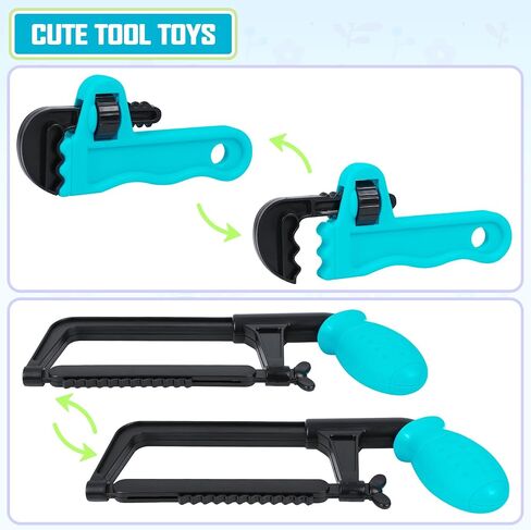 مجموعة أدوات الأطفال - أداة لعبة التظاهر مع صندوق الأدوات، ملحقات أداة حفر لعبة الأطفال الصغار هدية للأطفال الصغار الأولاد الذين تتراوح أعمارهم بين 3 4 5 6 7 in Kuwait