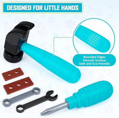 مجموعة أدوات الأطفال - أداة لعبة التظاهر مع صندوق الأدوات، ملحقات أداة حفر لعبة الأطفال الصغار هدية للأطفال الصغار الأولاد الذين تتراوح أعمارهم بين 3 4 5 6 7 in Kuwait