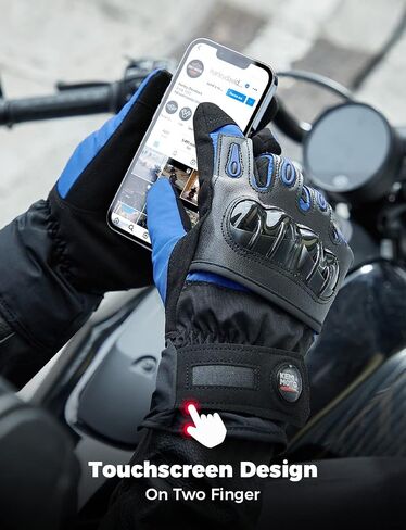 KEMIMOTO Winter Motorcycle Gloves, Cold Weather Motorcycle Winter Gloves Men Women, Touchscreen Waterproof Motorcycle Riding Gloves, Warm Winter Gloves for ATV Skiing Snowmobile Bicycle Dirt Bike in Saudi Arabia