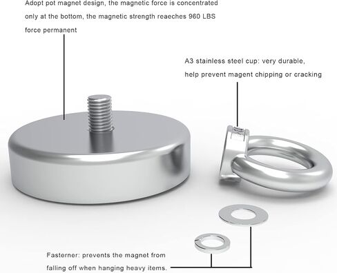 Super Fishing Magnets, High Power Magnet, Large Magnet Fishing Kit with Neodymium Rare Earth Magnet for Retrieving in River, Magnetic Fishing, Diameter 3.54in in Saudi Arabia