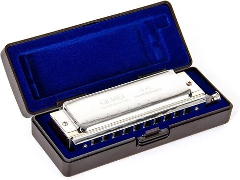 Kmise Chromatic Harmonica French Harp Mouth Organ Phosphor Bronze Key of C 10 Holes 40 Tone with Case (Z3713) in Saudi Arabia