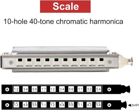 Kmise Chromatic Harmonica French Harp Mouth Organ Phosphor Bronze Key of C 10 Holes 40 Tone with Case (Z3713) in Saudi Arabia