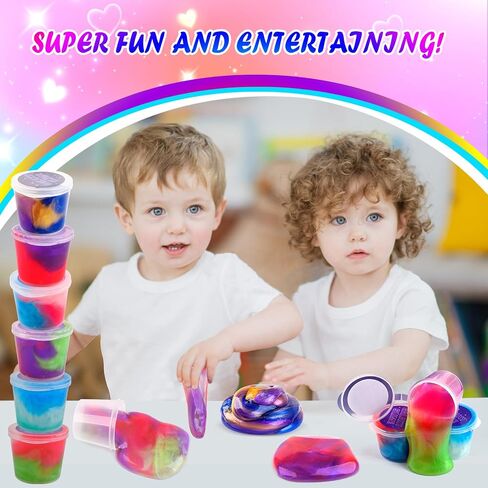 65 Pack Galaxy Slime Kits, Party Favors Slime Kit for Girls and Boys, Soft and Non-Sticky, Colourful Galaxy Slime Kids Stress Relief Toys, DIY Slime Making Kit in Saudi Arabia