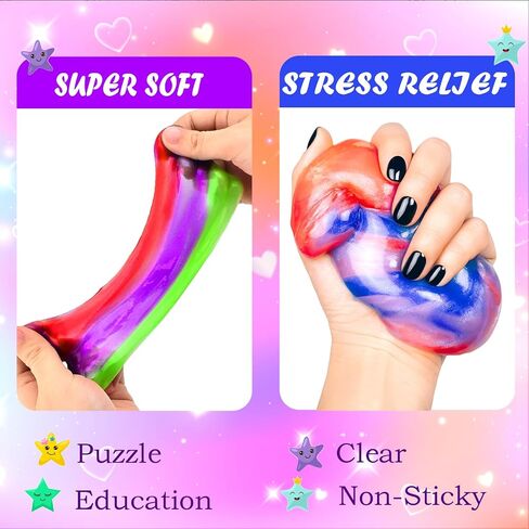 65 Pack Galaxy Slime Kits, Party Favors Slime Kit for Girls and Boys, Soft and Non-Sticky, Colourful Galaxy Slime Kids Stress Relief Toys, DIY Slime Making Kit in Saudi Arabia