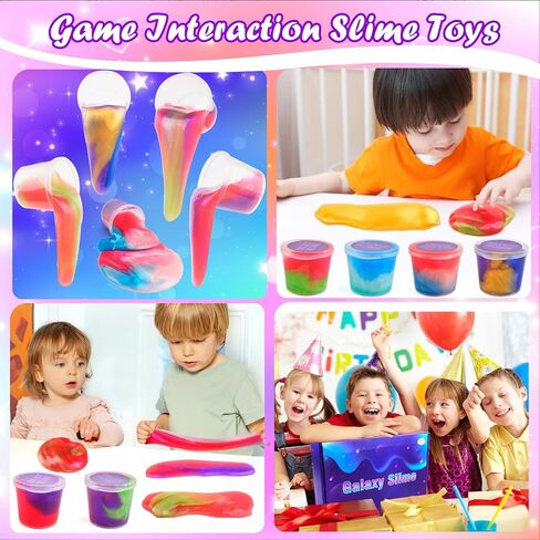 65 Pack Galaxy Slime Kits, Party Favors Slime Kit for Girls and Boys, Soft and Non-Sticky, Colourful Galaxy Slime Kids Stress Relief Toys, DIY Slime Making Kit in Saudi Arabia