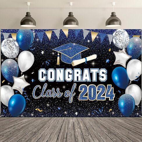 2024 Congrats Grad Backdrop for Class Graduation Photography Backdrop Photo Props Prom Booth Graduation Background Banner Graduation Party Decorations(Green) in Saudi Arabia
