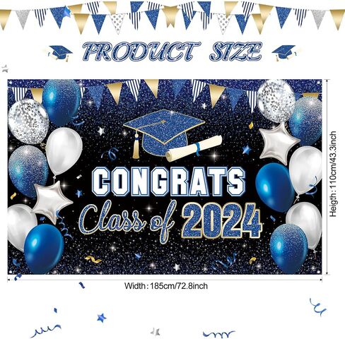 2024 Congrats Grad Backdrop for Class Graduation Photography Backdrop Photo Props Prom Booth Graduation Background Banner Graduation Party Decorations(Green) in Saudi Arabia