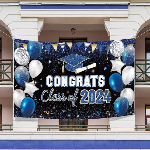 2024 Congrats Grad Backdrop for Class Graduation Photography Backdrop Photo Props Prom Booth Graduation Background Banner Graduation Party Decorations(Green) in Saudi Arabia