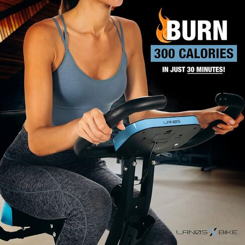 دراجة تمارين لانوس للمنزل - 2 في 1 دراجة تمارين مستلقية وأوضاع ركوب الدراجات الداخلية المستقيمة، دراجة تمرين مقاومة مغناطيسية 10 مستويات، آلة دراجة ثابتة قابلة للطي، دراجة لياقة بدنية in Kuwait