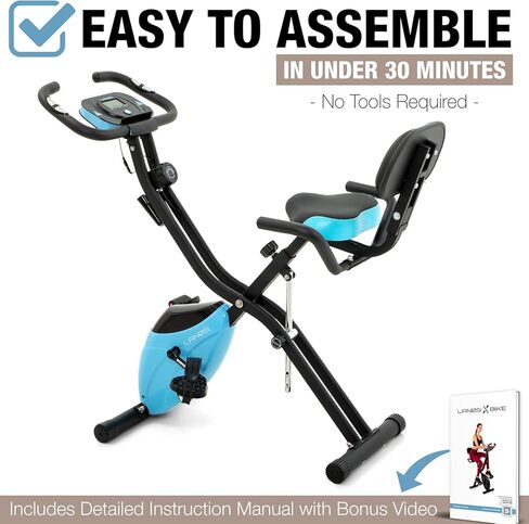 دراجة تمارين لانوس للمنزل - 2 في 1 دراجة تمارين مستلقية وأوضاع ركوب الدراجات الداخلية المستقيمة، دراجة تمرين مقاومة مغناطيسية 10 مستويات، آلة دراجة ثابتة قابلة للطي، دراجة لياقة بدنية in Kuwait