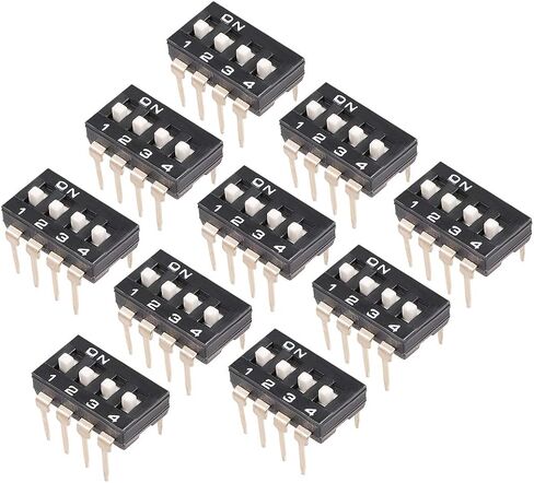uxcell 10 Pcs Black DIP Switch 1 2 3 4 Positions 2.54mm Pitch for Circuit Breadboards PCB in Saudi Arabia