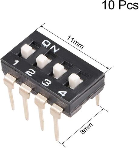 uxcell 10 Pcs Black DIP Switch 1 2 3 4 Positions 2.54mm Pitch for Circuit Breadboards PCB in Saudi Arabia