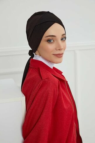 عمامة فورية مربوطة مسبقًا للنساء من تصميم عائشة، أوشحة حجاب قطنية بنسبة 95%، غطاء رأس أنيق للعلاج الكيميائي in Saudi Arabia