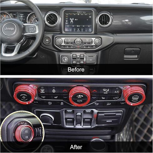 مكيف الهواء مقبض مفتاح التشغيل غطاء المصباح غطاء مقبض التيار المتناوب زر الزخارف ل جيب رانجلر 2018-2023 JL JLU & 2020-2023 المصارع in Kuwait