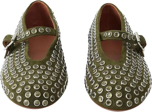 Women's Rhinestone Ballet Flats Crystal Mary Jane Flats Buckle Strap Studded Shoes in Saudi Arabia