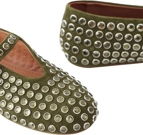 Women's Rhinestone Ballet Flats Crystal Mary Jane Flats Buckle Strap Studded Shoes in Saudi Arabia