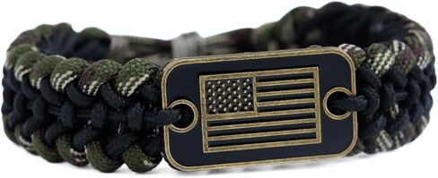 CRAFT.VIBE Paracord Bracelets - Adjustable Size Bracelets with Bronze USA Flag Charm - 550 Paracord Survival Bracelets for Hiking Camping Outdoor Traveling - Handmade Bracelet For Men and Women - Gifts for US Army Military Veterans in Saudi Arabia