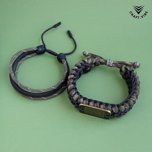 CRAFT.VIBE Paracord Bracelets - Adjustable Size Bracelets with Bronze USA Flag Charm - 550 Paracord Survival Bracelets for Hiking Camping Outdoor Traveling - Handmade Bracelet For Men and Women - Gifts for US Army Military Veterans in Saudi Arabia