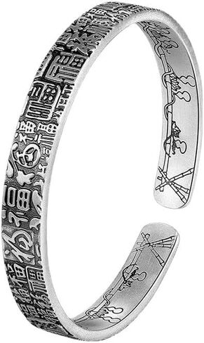 Glowave 999 سوار فنغ شوي من الفضة الاسترليني، سوار بنمط الخيزران فورتشن قابل للتعديل، حلية لاكي فنغ شوي، سوار تعويذة الحظ والسعادة للرجال والنساء in Kuwait