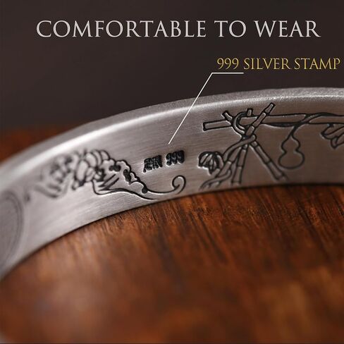 Glowave 999 سوار فنغ شوي من الفضة الاسترليني، سوار بنمط الخيزران فورتشن قابل للتعديل، حلية لاكي فنغ شوي، سوار تعويذة الحظ والسعادة للرجال والنساء in Kuwait