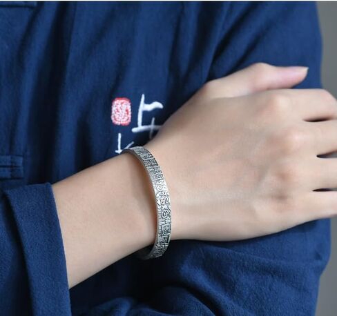 Glowave 999 سوار فنغ شوي من الفضة الاسترليني، سوار بنمط الخيزران فورتشن قابل للتعديل، حلية لاكي فنغ شوي، سوار تعويذة الحظ والسعادة للرجال والنساء in Kuwait