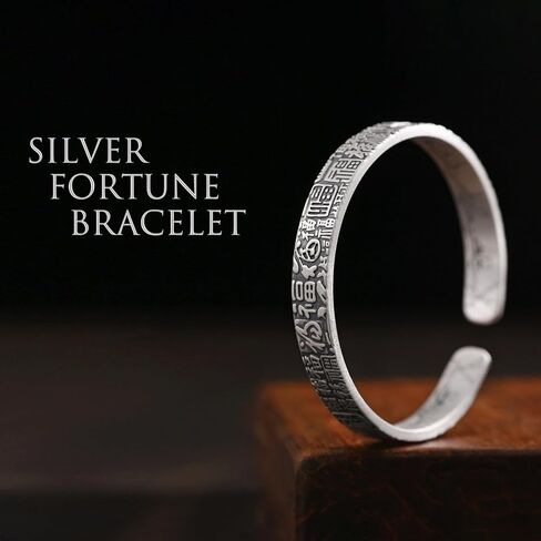 Glowave 999 سوار فنغ شوي من الفضة الاسترليني، سوار بنمط الخيزران فورتشن قابل للتعديل، حلية لاكي فنغ شوي، سوار تعويذة الحظ والسعادة للرجال والنساء in Kuwait