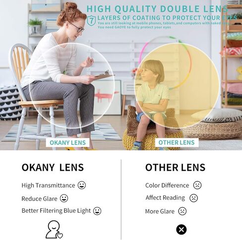 نظارات Okany Blue Light للأطفال، 3 عبوات مضادة للوهج وإجهاد العين، نظارات الكمبيوتر والهاتف والهواتف اللوحية للحماية من الأشعة فوق البنفسجية للأطفال الأولاد والبنات من سن 3 إلى 12 عامًا (أسود + شفاف + وردي) in Saudi Arabia
