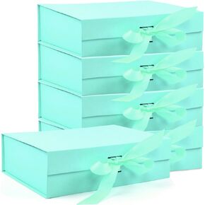 Large Gift Box, 5-Pack Magnetic Lid Gift Box Ribbon Closure Bo Elegant Gift Packaging Luxury Gift Box Decorative Gift Box,10.5x7.5x3.1" - Multi-Occasion Packaging Boxes (Black)