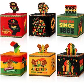 Fainne 48 Pieces Juneteenth Party Boxes Happy Juneteenth Gift Box Freedom Day Cardboard Box Juneteenth Theme Party Decor Box for African American 1865 Independence Day Party Candy Gift Decor Supplies