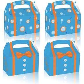 16 Pack Orange Blue Party Favor Boxes Blue Orange Cartoon Paper Treat Boxes for Birthday Party Baby Shower Party Supplies